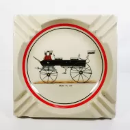 Break No 363 open top carriage vintage square ceramic ashtray featuring three diagonal cigarette rests in each corner: Top