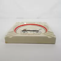 Break No 363 open top carriage vintage square ceramic ashtray featuring three diagonal cigarette rests in each corner: Top Side - Click to enlarge