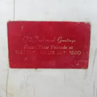 Break No 363 open top carriage vintage square ceramic ashtray featuring three diagonal cigarette rests in each corner: Tag - Click to enlarge