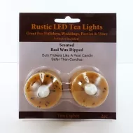 LED Flickering Tea Light Candles Rustic Gold 2 Pack: Package Front