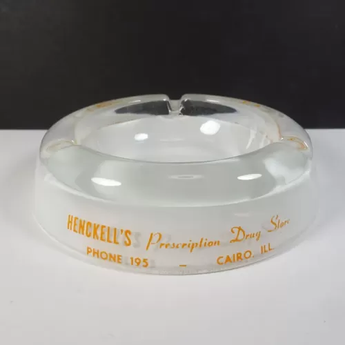 Hecknells Prescription Drug Store Vintage Glass Ashtray: Main