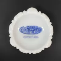Mammoth Life Accident Insurance Milk Glass Ashtray: Top - Click to enlarge