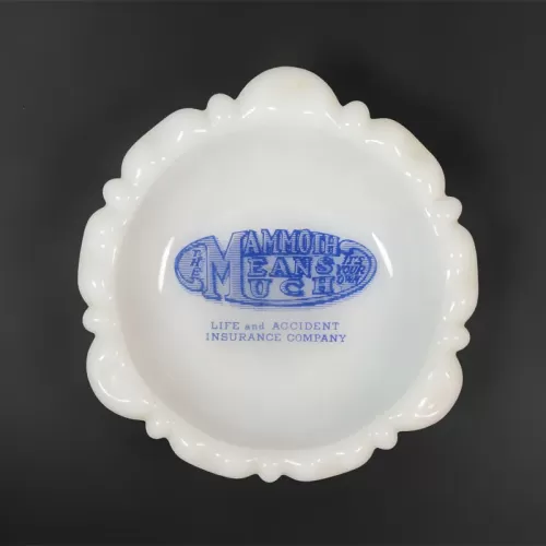 Mammoth Life Accident Insurance Milk Glass Ashtray: Top