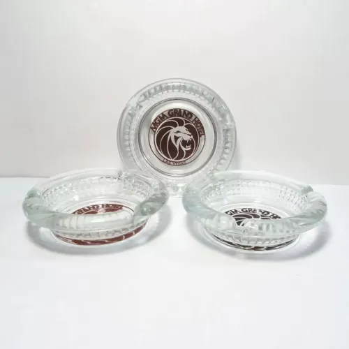 Three MGM Grand Hotel Las Vegas Glass Ashtrays: Main