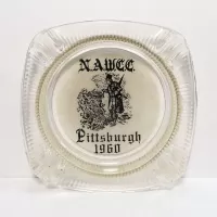 NAWCC Watch Clock Collectors 1960 Clear Glass Ashtray: Top - Click to enlarge