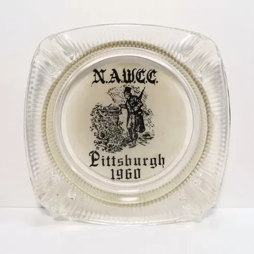 NAWCC Watch Clock Collectors 1960 Clear Glass Ashtray: Top