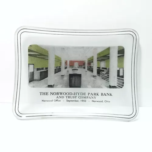 Norwood Hyde Park Bank and Trust Ohio Glass Ashtray: Top