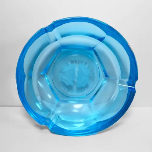 Wedding Day Blue Glass Vintage Novelty Ashtray: Top