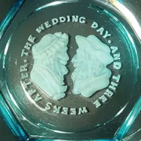 Wedding Day Blue Glass Vintage Novelty Ashtray: Wedding Day - Click to enlarge