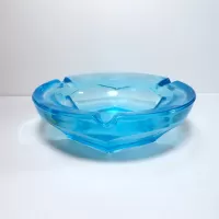 Wedding Day Blue Glass Vintage Novelty Ashtray: Top Side - Click to enlarge