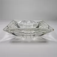 Square Clear Glass Vintage Ashtray with Rounded Bars: Top Side
