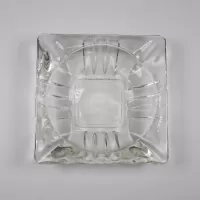 Square Clear Glass Vintage Ashtray with Rounded Bars: Top - Click to enlarge