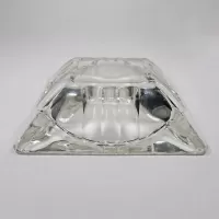 Square Clear Glass Vintage Ashtray with Rounded Bars: Bottom Side - Click to enlarge