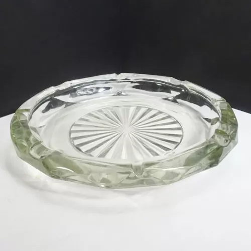 Heavy Clear Glass Vintage Starburst Ashtray: Main