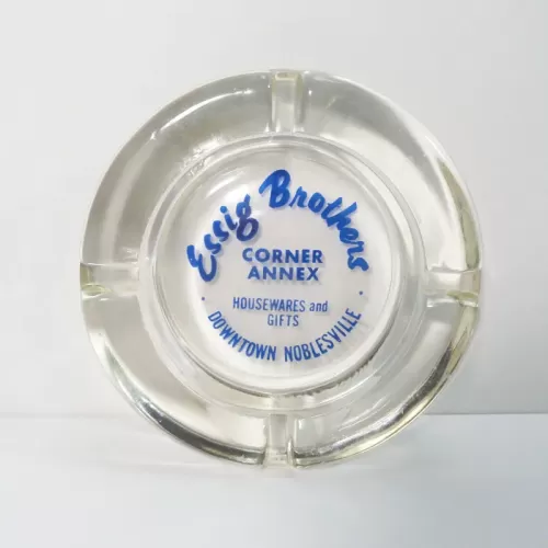 Essig Brothers Corner Annex Vintage Glass Ashtray: Top