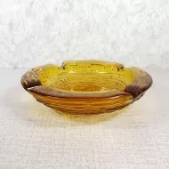 Soreno Gold 6 inch 1960s Textured Round Glass Ashtray: Top Side