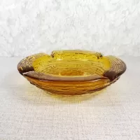 Soreno Gold 6 inch 1960s Textured Round Glass Ashtray: Top Side - Click to enlarge