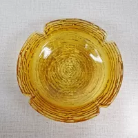 Soreno Gold 6 inch 1960s Textured Round Glass Ashtray: Top - Click to enlarge