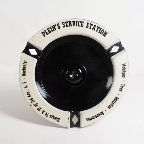 Pleins Service Station Vintage Metal Ashtray: Top