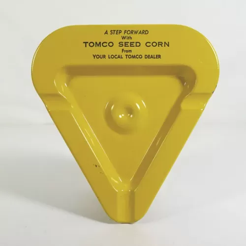 Tomco Seed Corn Triangular Vintage Metal Ashtray: Top