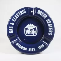 White Water Heaters 1960 Vintage Metal Ashtray: Top - Click to enlarge