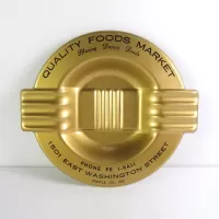Quality Foods Market Ashtray Salesman Metal Ashtray: Top - Click to enlarge