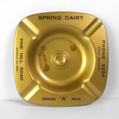 Spring Dairy Vintage Salesman Sample 600 Metal Ashtray: Top
