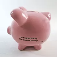 Humane Society Vintage Pink Pig Ceramic Piggy Bank: Left - Click to enlarge
