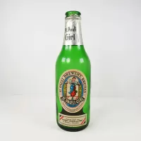 St. Pauli Girl Vintage German Green Glass Beer Bottle: Front - Click to enlarge