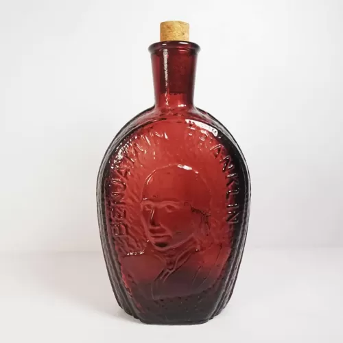 Benjamin Franklin Wheaton Glass House Vintage Bottle: With Cork