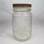 Jumbo Peanut Butter Vintage Embossed Clear Glass Jar: Front