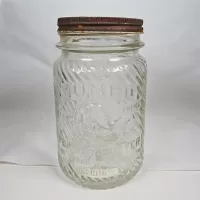 Jumbo Peanut Butter Vintage Embossed Clear Glass Jar: Front - Click to enlarge