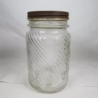 Jumbo Peanut Butter Vintage Embossed Clear Glass Jar: Right - Click to enlarge