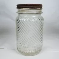 Jumbo Peanut Butter Vintage Embossed Clear Glass Jar: Back - Click to enlarge