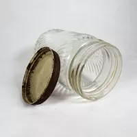 Jumbo Peanut Butter Vintage Embossed Clear Glass Jar: Inside - Click to enlarge