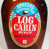 Eagle 1976 Brown Log Cabin Pancake Syrup Bottle: Label - Click to enlarge