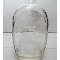 American Eagle 1976 Log Cabin Pancake Syrup Bottle: Back Closeup - Click to enlarge