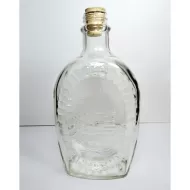 Log Cabin with Flag Flask 1976 Pancake Syrup Bottle: Back