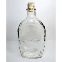 Log Cabin with Flag Flask 1976 Pancake Syrup Bottle: Back - Click to enlarge