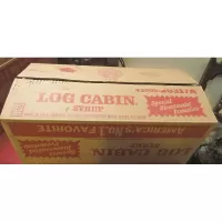Log Cabin with Flag Flask 1976 Pancake Syrup Bottle: Shipping Box - Click to enlarge