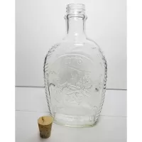 Marching Soldiers playing Instruments 1976 Log Cabin Pancake Syrup Bottle: Back Cork Out - Click to enlarge