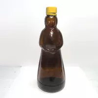 Mrs. Butterworth 10H Brown Bottle with Yellow Top: Front - Click to enlarge