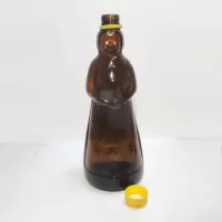 Mrs. Butterworth 10H Brown Bottle with Yellow Top: Top Off - Click to enlarge