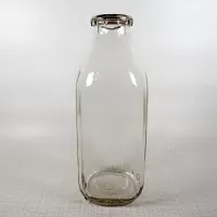 City Creamery Vintage Clear Glass Quart Milk Bottle: Front - Click to enlarge