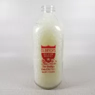 Olbrych's Dairy Vintage ACL Glass Quart Milk Bottle: Front