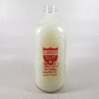 Olbrych's Dairy Vintage ACL Glass Quart Milk Bottle: Front - Click to enlarge