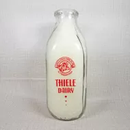 Thiele Dairy Vintage ACL Glass Quart Milk Bottle: Front