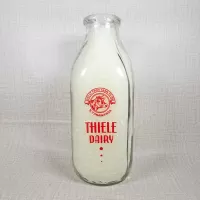Thiele Dairy Vintage ACL Glass Quart Milk Bottle: Front - Click to enlarge