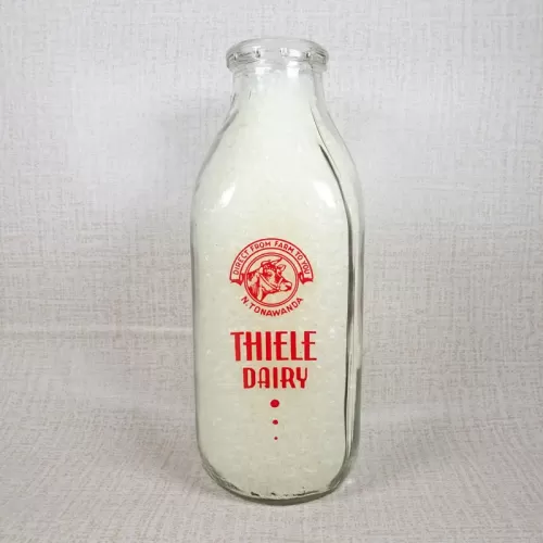 Thiele Dairy Vintage ACL Glass Quart Milk Bottle: Front