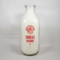 Thiele Dairy Vintage ACL Glass Quart Milk Bottle: Back - Click to enlarge